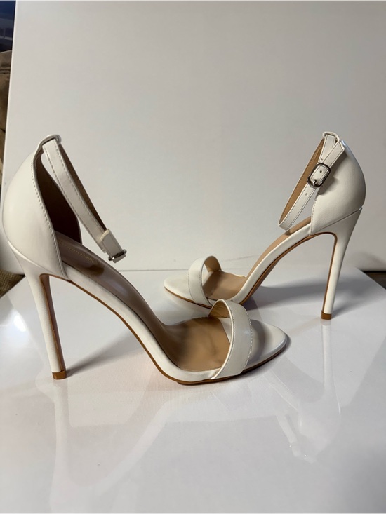 PrettyLittleThing Shoes - PrettyLittleThing White Ankle-Strap Stiletto Sandal Heels Shoes